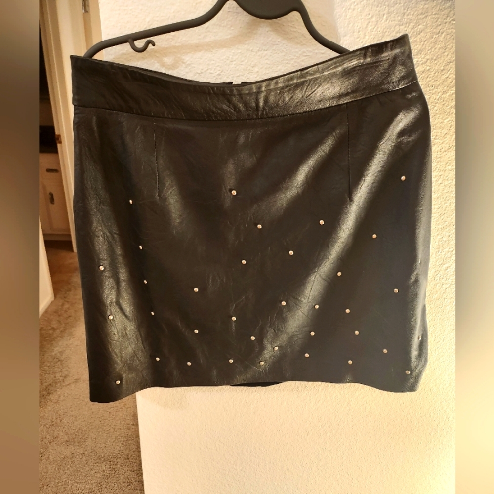 Black leather skirt with studs
